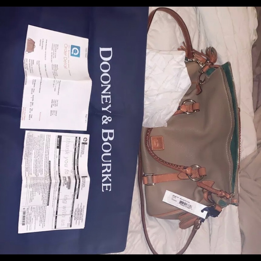 Dooney & Bourke Dillen leather med satchel, taupe